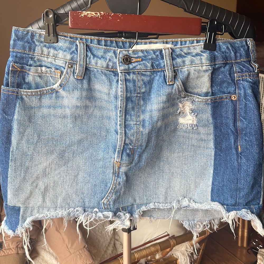 Womens L Hidden Jeans Mini Skirt